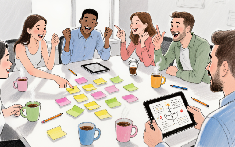 Groupe de travail et post-it